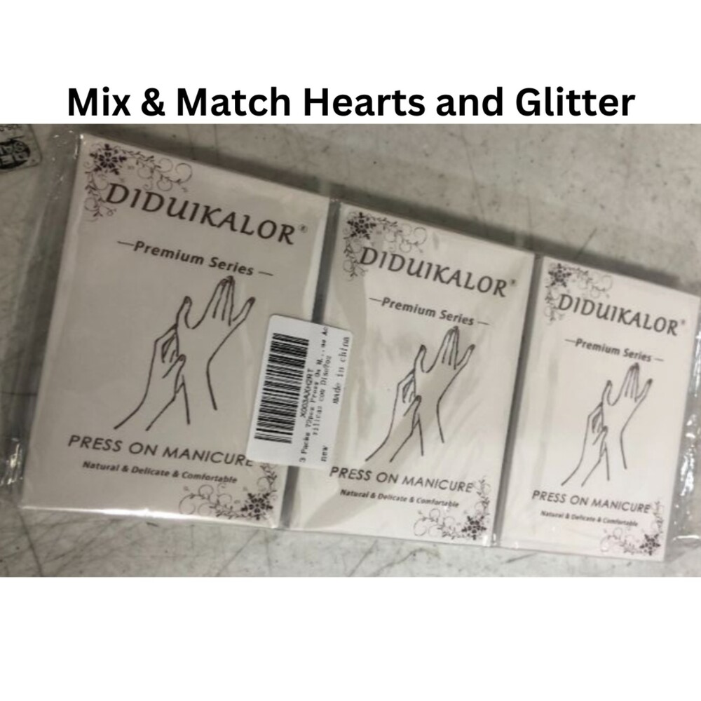 Glitter & Hearts Press On Nails - 3 sets